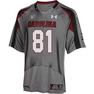 Men Darius Rush Gray Gamecocks College Football #81 Jersey 290838-578