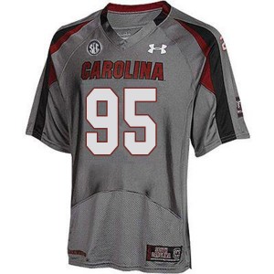 Men Kobe Smith Gray Gamecocks College Football #95 Jersey 298155-717
