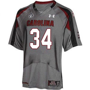 Men Chuck Strickland Gray Gamecocks College Football #34 Jersey 813582-131