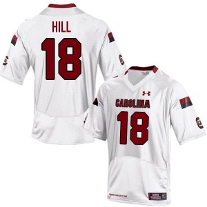 Men Dominick Hill White University of South Carolina College Football #18 Jersey 469680-279
