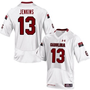 Men E.J. Jenkins White Gamecocks College Football #13 Jersey 640686-101