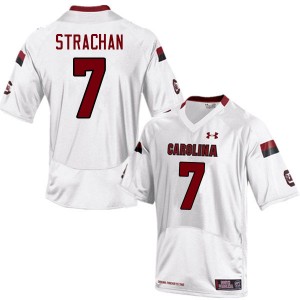 Men Jordan Strachan White University of South Carolina College Football #7 Jersey 364885-255