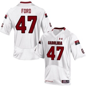 Men King-Demenian Ford White Gamecocks College Football #47 Jersey 208471-799