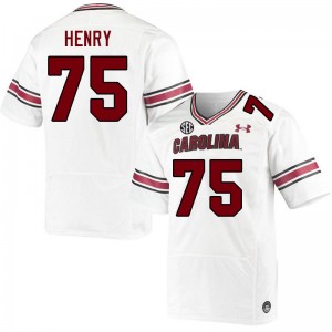 Men Cason Henry White Gamecocks College Football #75 Jersey 224497-997