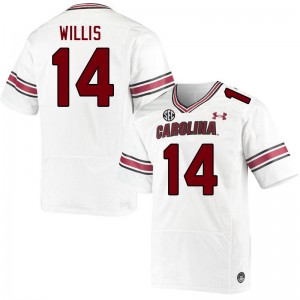 Men Jaron Willis White University of South Carolina College Football #14 Jersey 445442-667