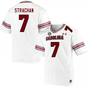Men Jordan Strachan White South Carolina Gamecocks College Football #7 Jersey 514530-872