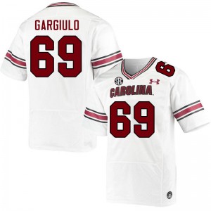 Men Nick Gargiulo White Gamecocks College Football #69 Jersey 384677-546