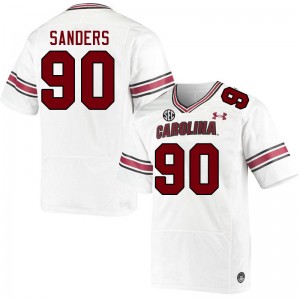 Men T.J. Sanders White South Carolina Gamecocks College Football #90 Jersey 479050-444