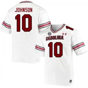 Men Tyreek Johnson White Gamecocks College Football #10 Jersey 553061-533