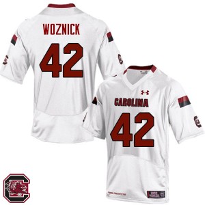 Men Alexander Woznick White South Carolina College Football #42 Jersey 743270-751
