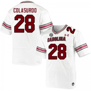 Men Andrew Colasurdo White University of South Carolina College Football #28 Jersey 256386-323
