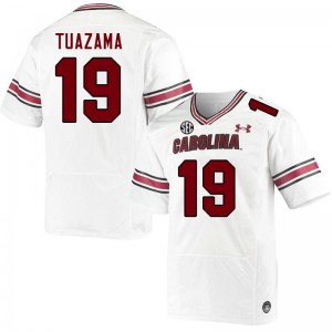 Men Drew Tuazama White University of South Carolina College Football #19 Jersey 922777-942