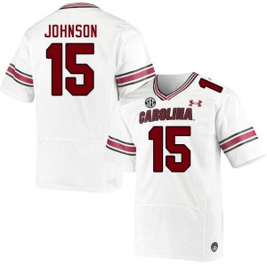 Men Fred Johnson White South Carolina College Football #15 Jersey 272843-401