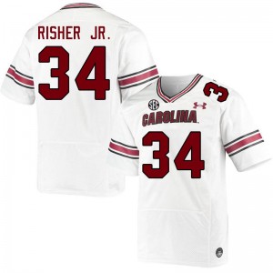Men Jamian Risher Jr. White South Carolina College Football #34 Jersey 308059-885