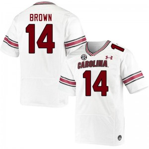 Men Jared Brown White South Carolina College Football #14 Jersey 914171-634