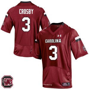 Men Kevin Crosby Red University of South Carolina College Football #3 Jersey 899481-349