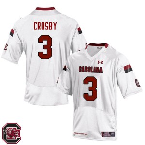 Men Kevin Crosby White South Carolina Gamecocks College Football #3 Jersey 146791-973