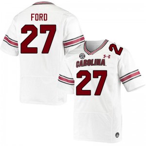 Men King-Demenian Ford White University of South Carolina College Football #27 Jersey 820719-436