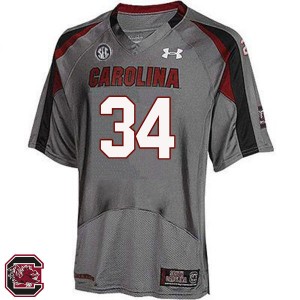 Men Mon Denson Gray South Carolina College Football #34 Jersey 861537-578