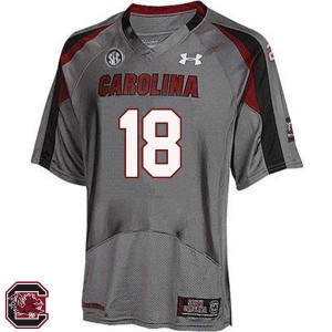 Men OrTre Smith Gray South Carolina Gamecocks College Football #18 Jersey 954147-125