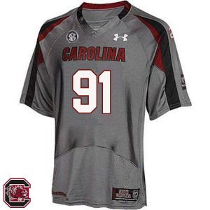Men Shameik Blackshear Gray University of South Carolina College Football #91 Jersey 274754-670