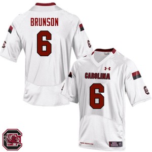 Men T.J. Brunson White University of South Carolina College Football #6 Jersey 371776-703