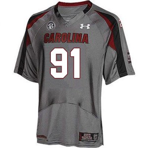 Men Tonka Hemingway Gray South Carolina Gamecocks College Football #91 Jersey 919921-176