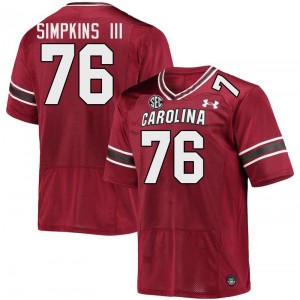 Men Torricelli Simpkins III Garnet Gamecocks College Football #76 Jersey 767162-588