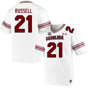 Men Tyshawn Russell White Gamecocks College Football #21 Jersey 815968-114