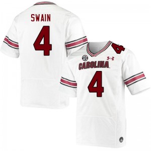 Men Vicari Swain White South Carolina Gamecocks College Football #4 Jersey 160072-952
