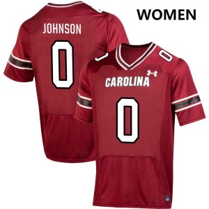 Women Fred Johnson Garnet South Carolina College Football #0 Jerseys 600842-107