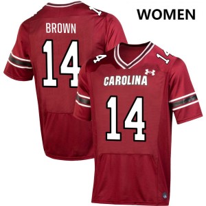 Women Jared Brown Garnet University of South Carolina College Football #14 Jerseys 311213-166
