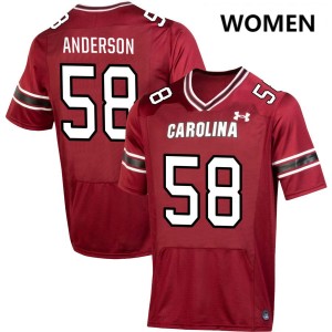 Women Markee Anderson Garnet Gamecocks College Football #58 Jersey 781580-204