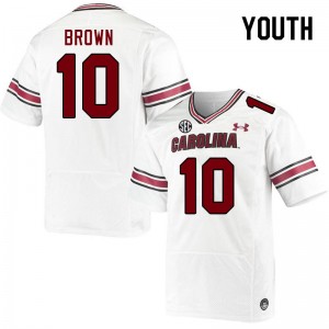 Youth Ahmarean Brown White South Carolina College Football #10 Jersey 559318-495