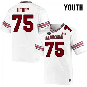 Youth Cason Henry White Gamecocks College Football #75 Jersey 472296-251