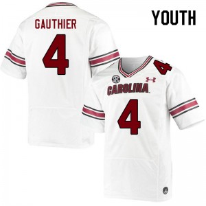 Youth Colten Gauthier White University of South Carolina College Football #4 Jersey 440947-124