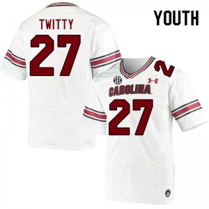 Youth D.J. Twitty White University of South Carolina College Football #27 Jersey 570475-735