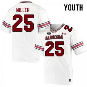 Youth Dante Miller White University of South Carolina College Football #25 Jersey 432222-421