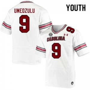 Youth Desmond Umeozulu White Gamecocks College Football #9 Jersey 916109-711