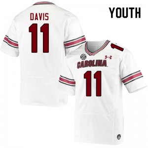 Youth Elijah Davis White South Carolina Gamecocks College Football #11 Jersey 580050-128