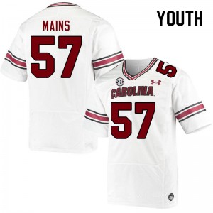 Youth Grayson Mains White Gamecocks College Football #57 Jersey 864500-246