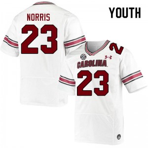 Youth Isaiah Norris White Gamecocks College Football #23 Jersey 749138-157