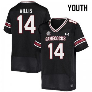 Youth Jaron Willis Black University of South Carolina College Football #14 Jersey 503510-670