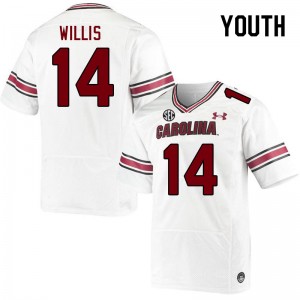 Youth Jaron Willis White South Carolina College Football #14 Jersey 994585-253
