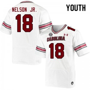 Youth Keenan Nelson Jr. White Gamecocks College Football #18 Jersey 872269-395