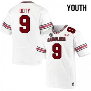 Youth Luke Doty White University of South Carolina College Football #9 Jersey 245941-464