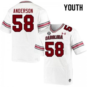 Youth Markee Anderson White South Carolina Gamecocks College Football #58 Jersey 105128-470