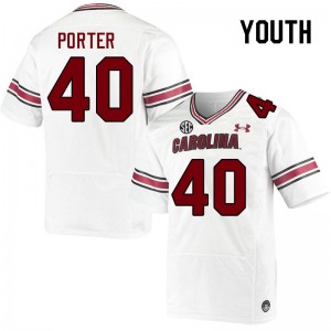 Youth Ronnie Porter White Gamecocks College Football #40 Jersey 233020-323