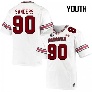 Youth T.J. Sanders White South Carolina Gamecocks College Football #90 Jersey 697104-121