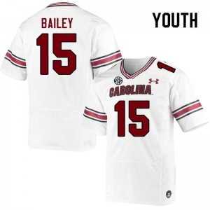 Youth Tanner Bailey White University of South Carolina College Football #15 Jersey 914873-168